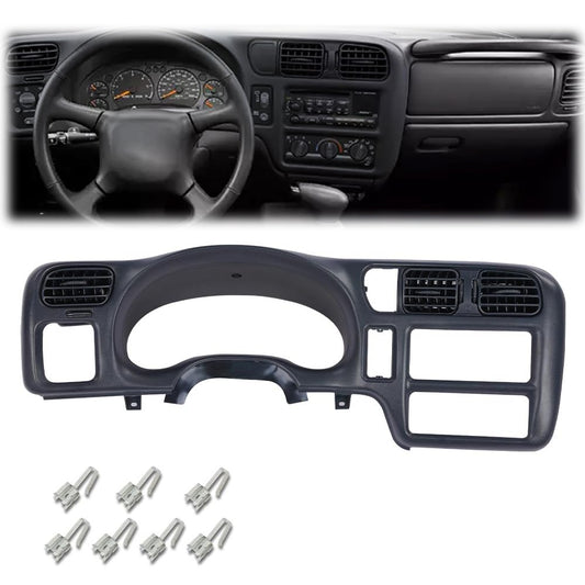 G-PLUS Dash Trim Bezel Cover Single Din Compatible with Chevy Blazer S10 GMC Jimmy Sonoma 1998-2004 Dashboard Radio Bezel (Dark Grey ABS Plastic)