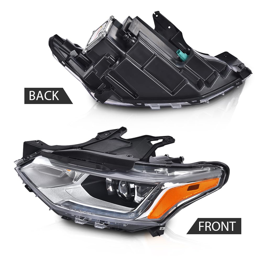 G-PLUS Headlight Lamps w/LED DRL & Marker Light w/o D3S HID Bulb Compatible with Chevy Traverse 2018-2021 Driver Left 84721414 Clear Lens Chrome Housing Bumper Headlamps,faros delanteros