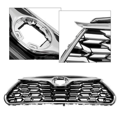 G-PLUS Front Bumper Upper Grille Chrome Trim Grill Compatible with Toyota Highlander 2020 2021 2022, Not fit XSE models 531010E370, TO1200456 Silver