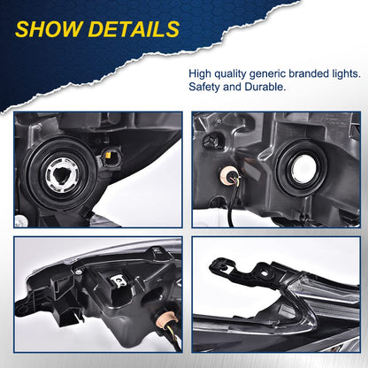 G-PLUS Headlights, Fit 2016-2018 Nissan Altima 4-Door Sedan,(Compatible w/o LED Halogen Headlight),Automotive Halogen Type Headlamps Chrome Housing,Passenger Side (Right),faros delanteros
