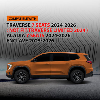 G-PLUS Floor Mats & Trunk Mat Fit Chevy Traverse 7-Seat 2024-2026 (Not Fit Limited 2024)/GMC Acadia 7-Seat 2024-2026/Buick Enclave 2025-2026 All Weather Protection TPE Floor Cargo Liners Accessories