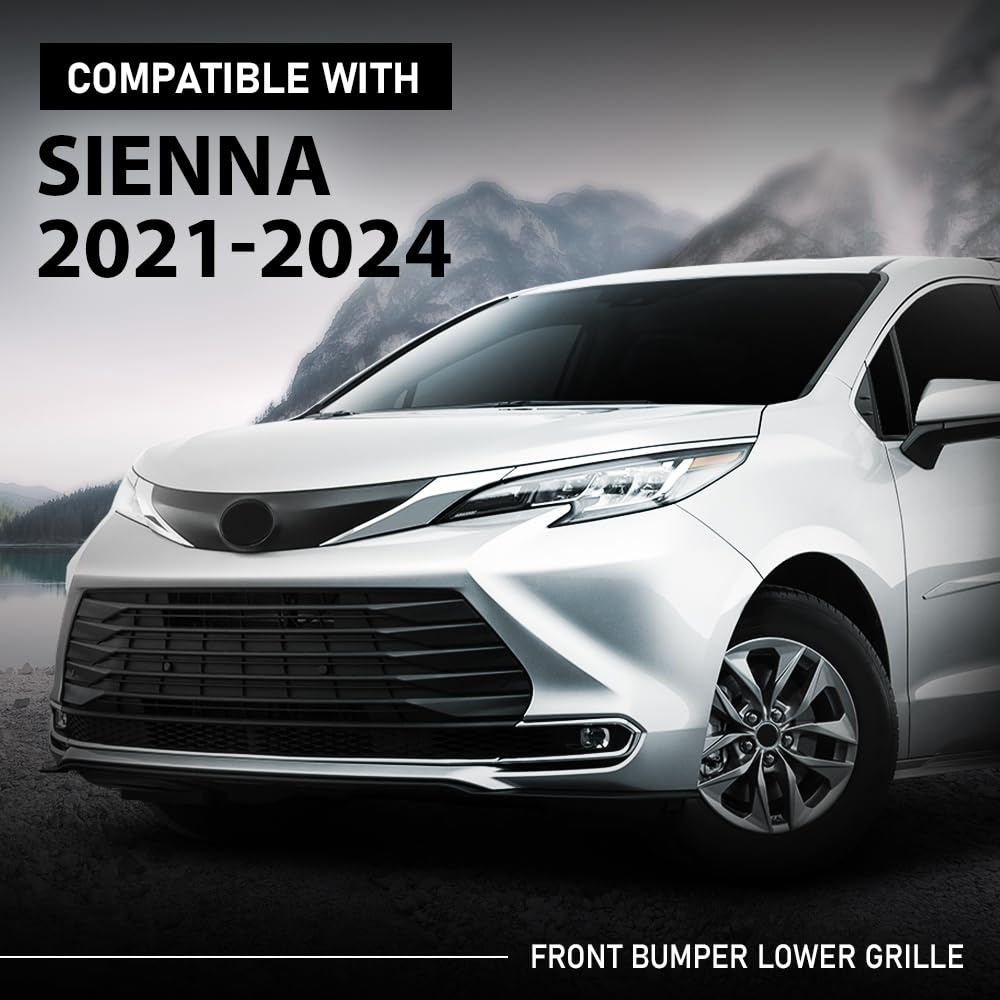 G-PLUS Front Lower Bumper Grille Grill, Compatible with Toyota Sienna 2021-2024, W/Sensor Holes, W/o Camera Option, 5310208070, TO1036247