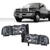 G-PLUS Headlights Lamps Fit 1994-2001 Dodge Ram 1500/1994-2002 Dodge Ram 2500 3500,Not fit Ram Sport,Smoky Lens Chrome Housing Clear Reflector w/o Bulbs Bumper Headlamps,faros delanteros Assembly