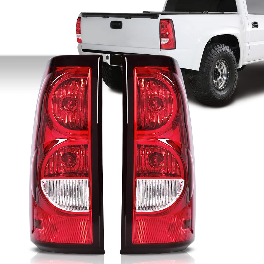 G-PLUS Tail Lights w/Wiring Harness Compatible with Chevy Silverado 3500 2004-2006 Rear Tail Lamps Left Driver & Right Passenger Luces Traseras Rear Brake Lamps Assembly Faros Traseros