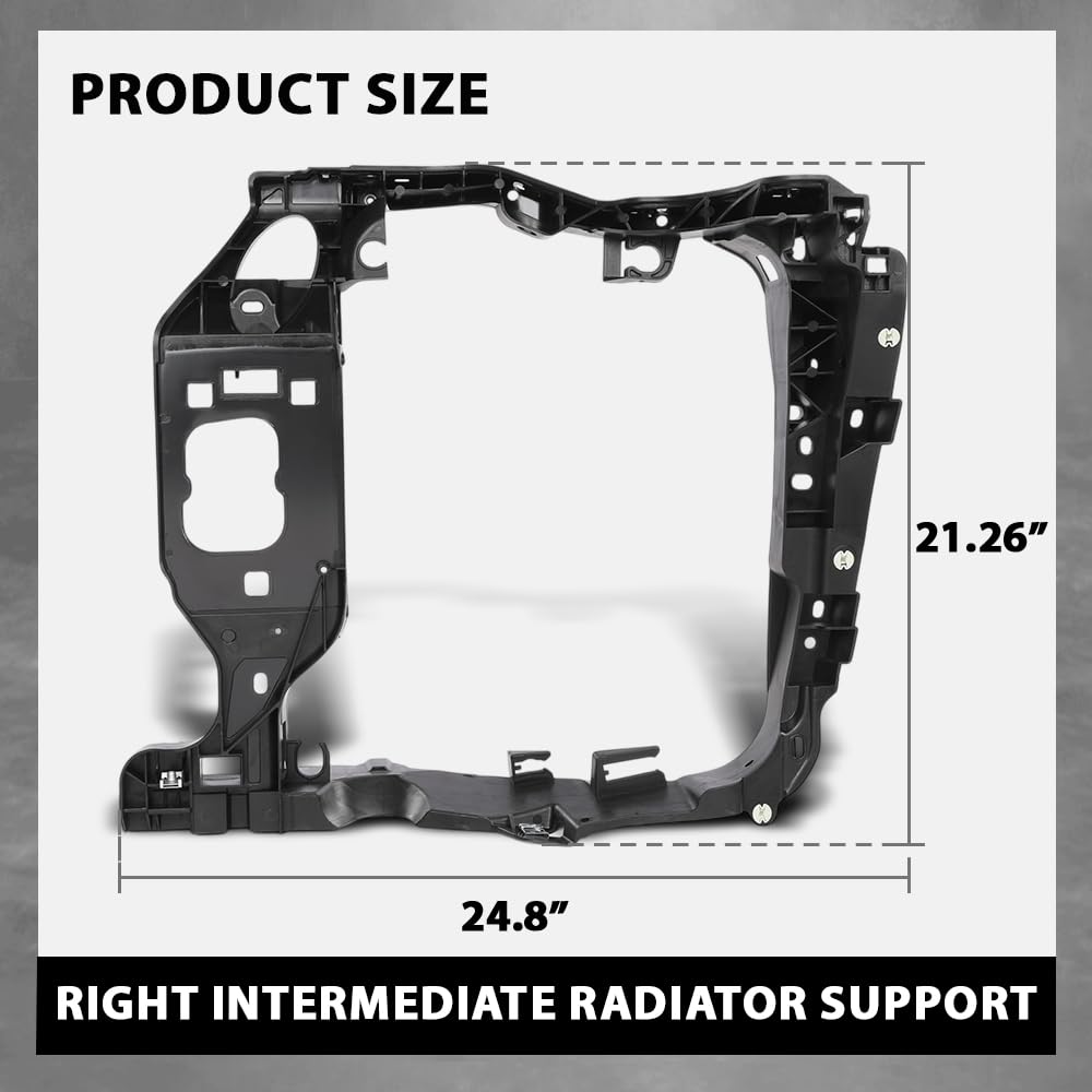 G-PLUS Front Right Side Intermediate Radiator Support Assembly w/ Bracket Compatible with Porsche Macan 2015-2018 95B805594 Direct OE Replacement Black