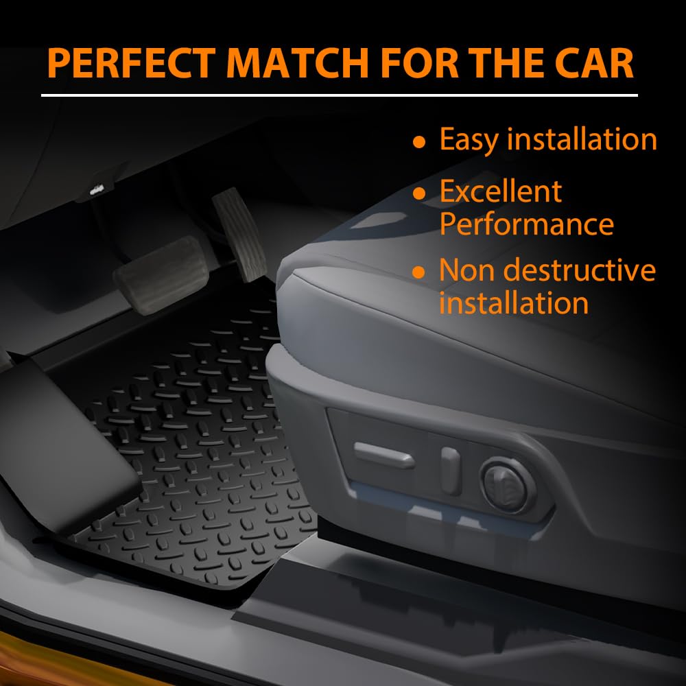 G-PLUS TPE Floor Mats Fit Ford E150 E250 E350 Econoline & Econoline Club Wagon 1997-2005 1st Row Truck Accessories Cargo Liners All Weather Protection 2PCS Black Alfombras para Carro