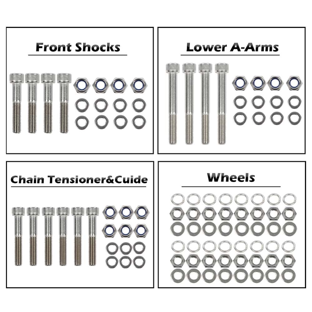 G-PLUS ATV Bolt Screw Kit Set 378 Piece Compatible with Yamaha Banshee 350 YFZ350 1987-2006 Polished Stainless Silver Color Iron