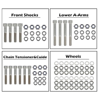 G-PLUS ATV Bolt Screw Kit Set 378 Piece Compatible with Yamaha Banshee 350 YFZ350 1987-2006 Polished Stainless Silver Color Iron