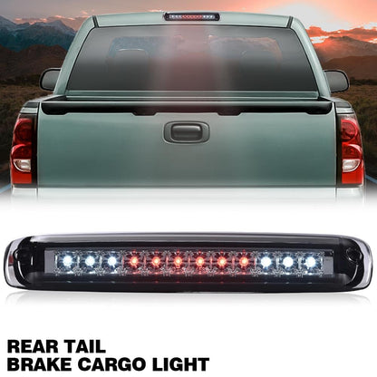 G-PLUS LED 3rd Brake Light Compatible with Chevy Silverado & GMC Sierra 1999-2006/Fit 2007 Silverado & Sierra Classic Brake Lamp Tail Light Assembly Smoky Lens Chrome Housing