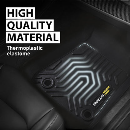 G-PLUS Floor Mats Compatible with 2018-2024 Jeep Wrangler JL Unlimited 4 Door Only (Not Fit for JK or 4XE) TPE All Weather Full Cover Protection 3 Piece,Black Floor Liners