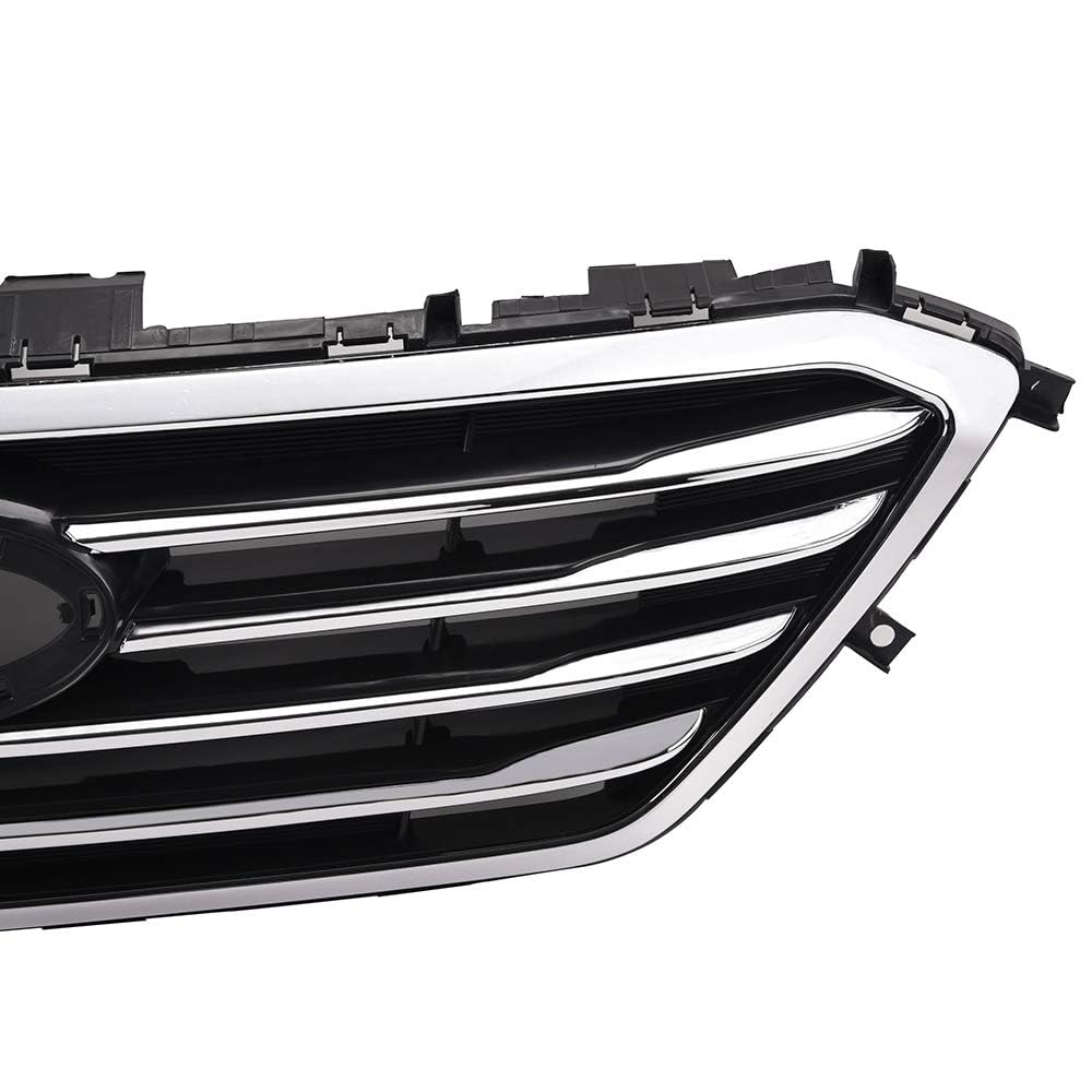 G-PLUS Front Bumper Upper Grille Insert, Compatible with Hyundai Sonata 2015 2016 2017 2015-2017 Chrome Grill Replacement (Black)