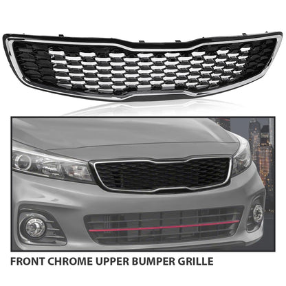 G-PLUS Front Upper Bumper Grille Grill Chrome & Black Compatible with Kia Forte5 Hatchback EX LX 2017 2018 86350-A7810, 86350A7810, 86350A7830, 86350-A7830