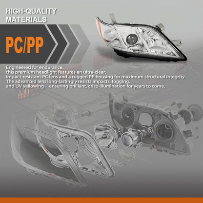 G-PLUS Headlight Assembly Front Headlamp Right Side Compatible with Toyota Camry 2007-2009 TO2502200, 20-6758-80, 20-6758-80-9, 206758801 OEM Fit Standard White