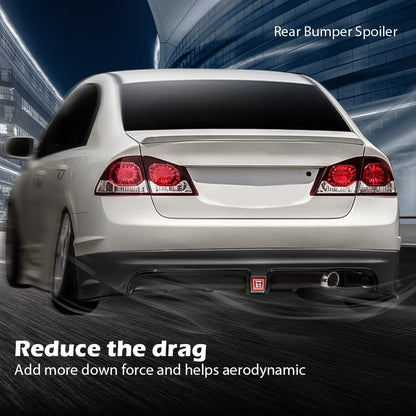 G-PLUS Rear Bumper Spoiler & LED 3rd Brake Light & Muffler Tip Compatible with Honda Civic 4 Door 2006-2011 Mug RR Style Rear Bumper Lip, Black