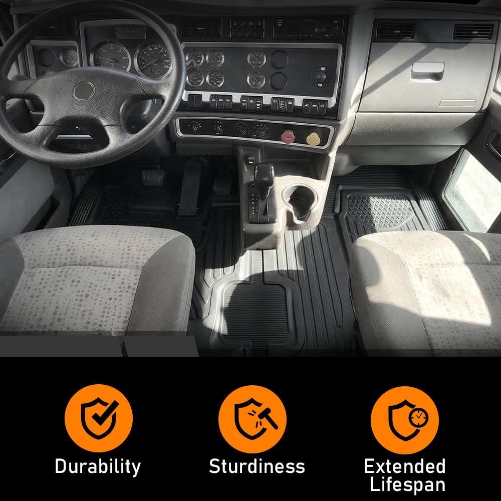 G-PLUS TPE Floor Mats Fit Volvo VNL 670 Models 2004-2018 4 PCS Black