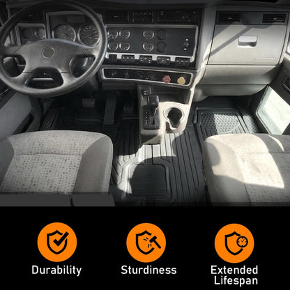 G-PLUS TPE Floor Mats Fit Volvo VNL 670 Models 2004-2018 4 PCS Black