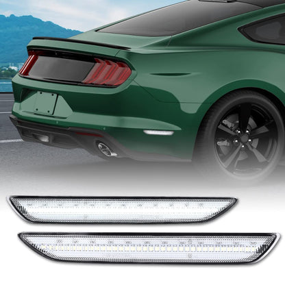 G-PLUS White LED Rear Side Marker Lights Lamps With Bulbs Compatible with Ford Mustang 2015-2022 FR3Z-15A201-A, FR3Z-15A101-A, FR3Z15A201A, FR3Z15A101A Pair Clear Lens