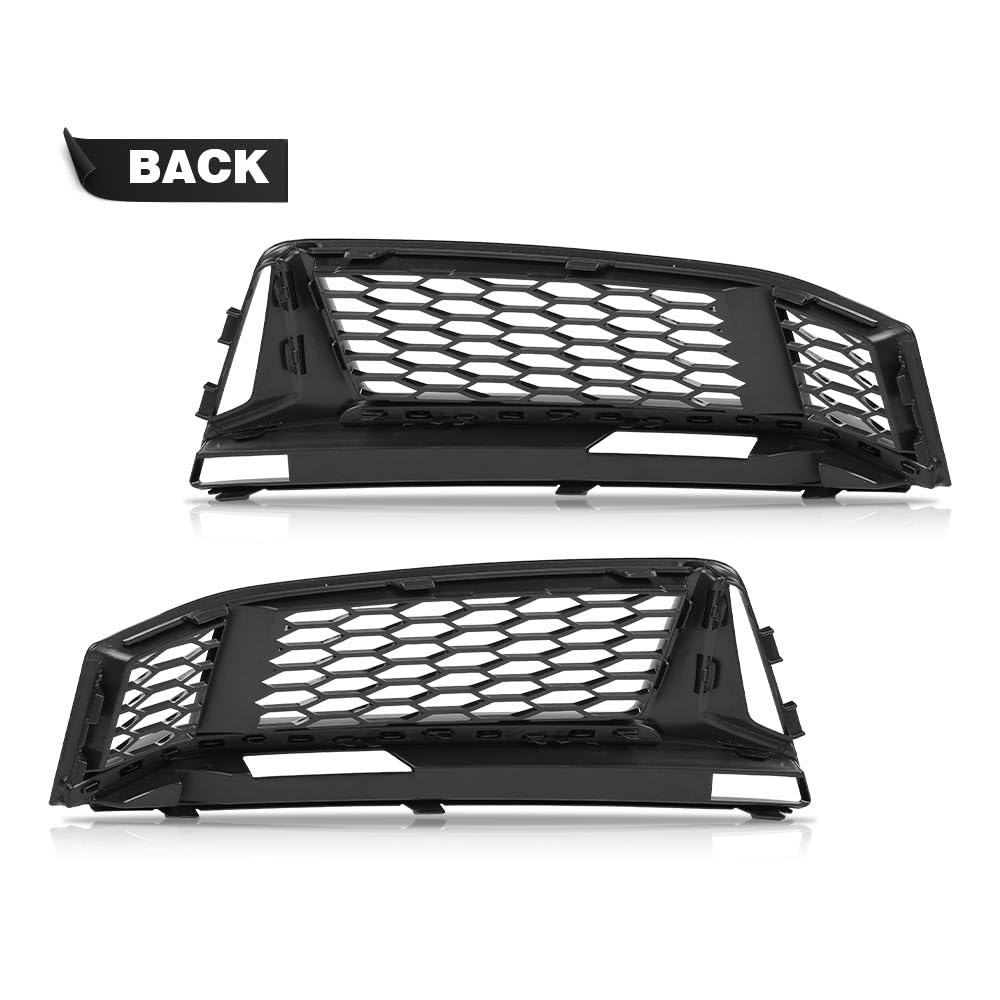 G-PLUS Front Bumper Fog Light Lamp Cover Grille Driver and Passenger Side Compatible with Audi A5 S-Line / S5 B8 RS5 2008-2012,NOT fit A5 Standard Bumper 8T0807682D 8T0807681B Honeycomb Style