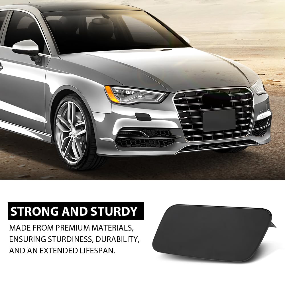G-PLUS Pair Front Bumper Headlight Washer Cover Cap, Compatible with Audi A3 2012-2020, Left Driver & Right Passenger Side 2PCS, 8V3955275, 8V3955276