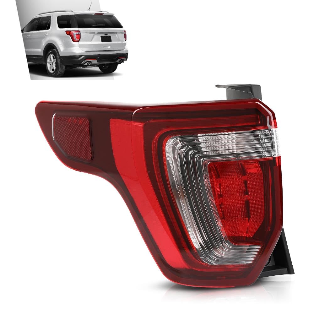 G-PLUS Tail Light Assembly Rear Brake Lamp Left with Wiring Harness & Bulb Compatible with Ford Explorer 2016-2019 FB5Z13405C Faros Traseros Luces Traseras