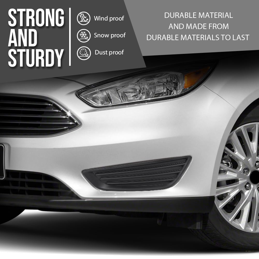 Fog Light Lamp Assembly Trim Bezel Cover Compatible with Ford Focus S/SE Models 2015 2016 2017 2018 Matte Black Front Left Driver Side FO1038150 + Right Passenger Side FO1039150