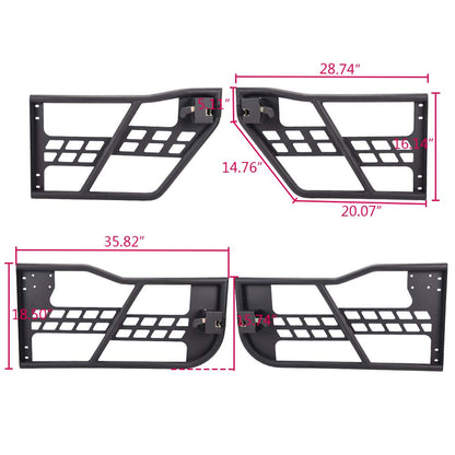 G-PLUS Tubular Doors Compatible With 2007-2018 Jeep Wrangler JK Unlimited 4 Doors Rock Crawler Off Road Replacement Front & Rear Tube Doors Without Mirror (Hardware Included) Steel Textured Black
