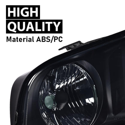 G-PLUS Headlights Assembly, Compatible with Ford Mustang 2005 2006 2007 2008 2009 Bumper Headlamps, Left & Right Smoky Lens Black Housing Amber Reflector