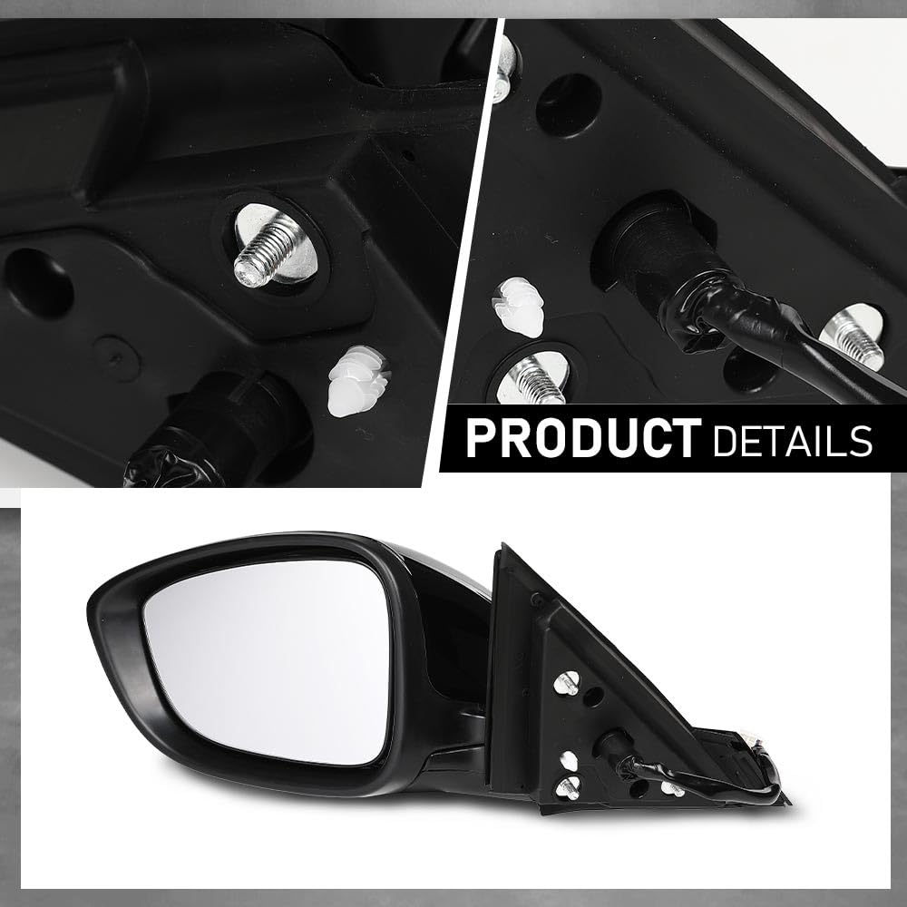 G-PLUS Power Mirror Left Driver Side Compatible with Honda Accord Sedan 2018-2022 1.5L 76258TVAA02 76251TVAA01ZJ HO1320328 Glossy Black 3-Pin Manual Folding
