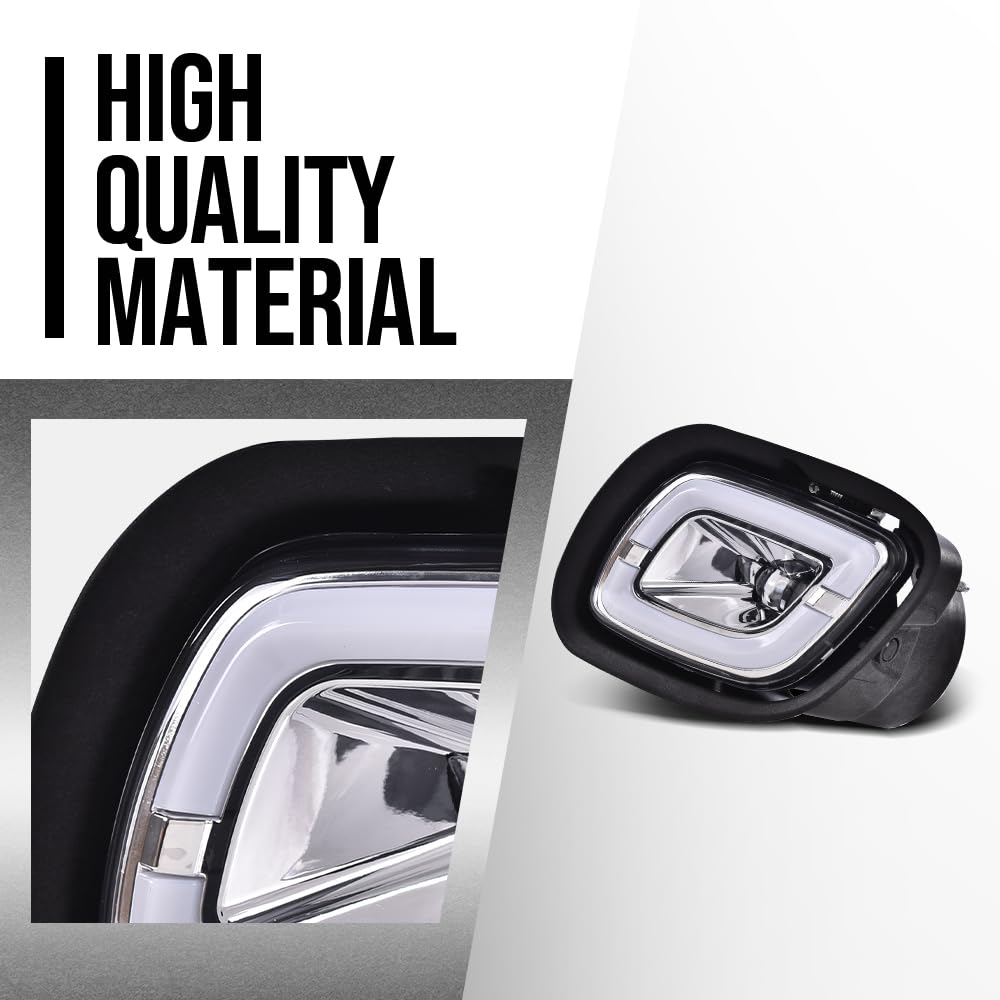 G-PLUS LED Fog Lights Compatible with Freightliner Cascadia 2008-2017 (For Models Without Daytime Running Lights) LH & RH LED Fog Lamps White Light Clear Lens Chrome Housing