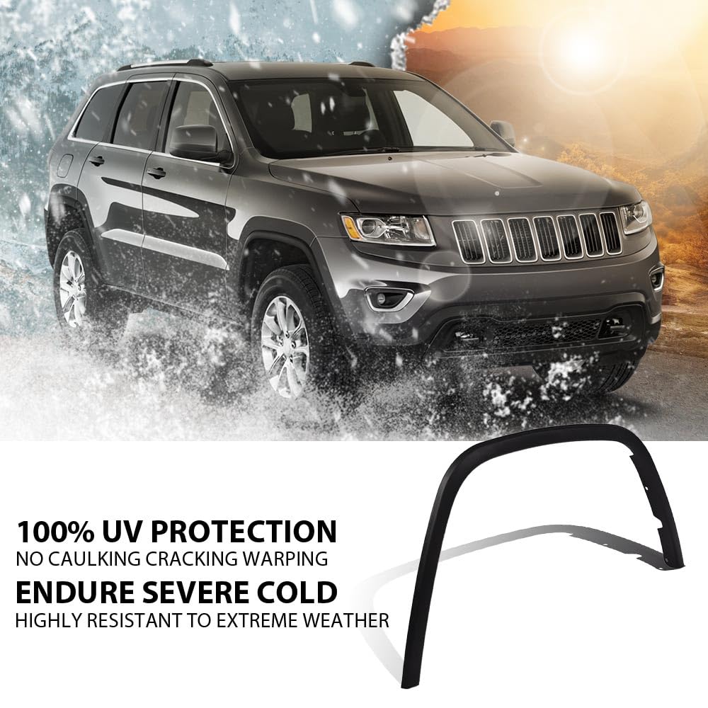 G-PLUS Front Right Passenger Side Fender Trim, Compatible with Jeep Grand Cherokee 2011-2016, Black Plastic Wheel Opening Molding Trim 1pc Fender Flare ‎1MP39RXFAE, CH1290106