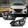 G-PLUS Headlights Assembly Front Headlamps Projector Compatible with Mazda 3 2014-2016 BPW1510K0 BPW9510K0A Clear Lens Black Housing Clear Reflector,faros delanteros