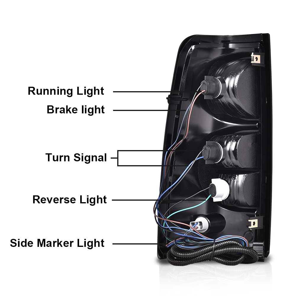G-PLUS Tail Lights Assembly w/Wiring Harness Compatible with Chevy Silverado 1500 2500 2003 2004 2005 2006 Left & Right Rear Brake Lamps, GM2800174 GM2801174, Clear Lens