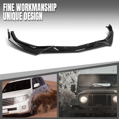 G-PLUS Front Lip Splitter Compatible with Honda Civic Sedan 4-Door 2016 2017 2018 2019 2020, Not Fit Coupe or Hatchback Models Glossy Black