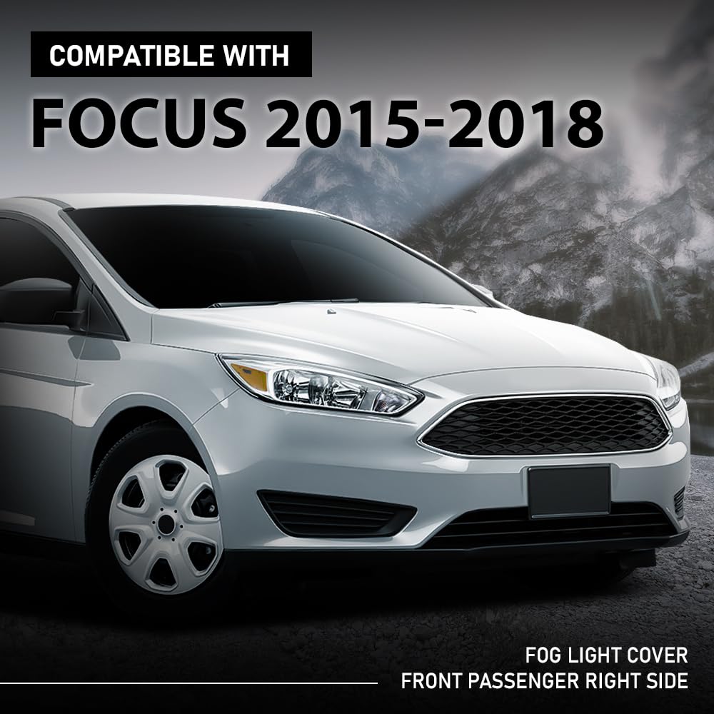 G-PLUS Front Right Fog Light Cover, Compatible with Ford Focus S 2015-2017/ Focus SE 2018, Passenger Side, F1EZ17B814A, FO1039150