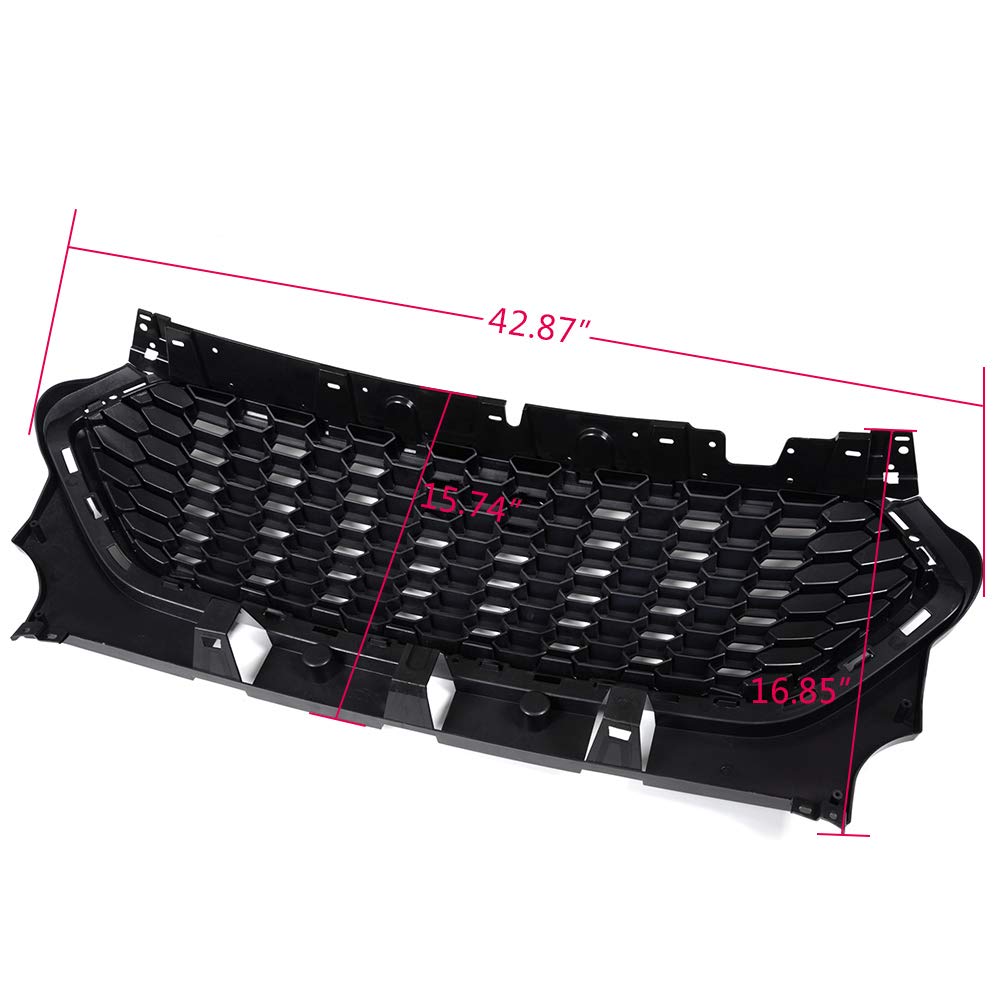 Honeycomb Front Bumper Grille Compatible with Ford Escape 2017-2018 Exterior Grill Glossy Black Protected Grille Guards With Honeycomb Mesh Style