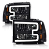 G-PLUS LED DRL Headlights, Compatible with 2005 2006 2007 Ford F250 F350 F450 F550 Super Duty Bumper Headlamps, Clear Lens Black Housing Amber Reflector