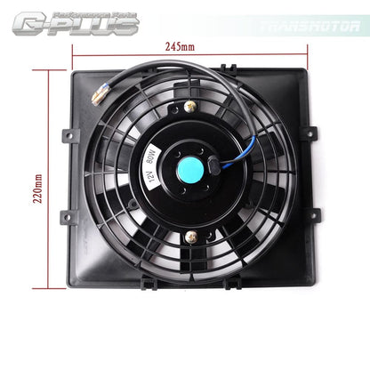 G-PLUS Universal 7" Slim Pull Push Engine Oil Cooler Radiator Cooling Fan 12V 80W Mount Kit,Black 1PCS