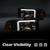 G-PLUS LED Headlights Head Lamps Fit Dodge Ram 1500 1994-2001/Fit Dodge Ram 2500 3500 1994-2002 Left & Right Clear Lens Chrome Housing Amber Reflector Bumper Headlamps w/o Bulbs,faros Assembly