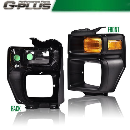 G-PLUS Headlight Trim Bezel with Parking Turn Signal Light, Compatible With 08-14 Ford E150/08-14 Ford E250/08-19 Ford E350 (Driver Side (Left))