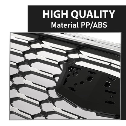 G-PLUS Bumper Grille Grill W/O Camera Front Upper Compatible with Cadillac XT4 2021-2023 84536239, 84658410, 84504262 Chrome Black
