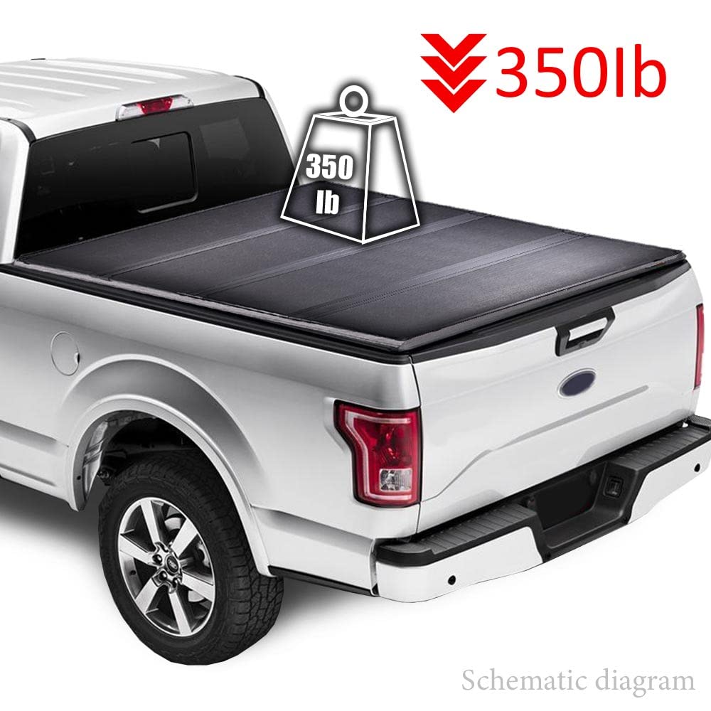 G-PLUS Quad Fold Truck Tonneau Cover Compatible with 2009-2014 Ford F150 Long Bed 8´ Foldable Truck Bed Tonneau Cover Replacement