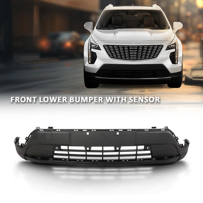G-PLUS Bumper Cover Front Lower Compatible with Cadillac XT4 2019-2023 With Sensor Holes Black