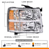 G-PLUS Headlight,Fit 2007-2013 Chevy Silverado 1500/Fit 2007-2014 Chevy Silverado 2500 3500 & HD,Right Side Headlamp Clear Lens Chrome Housing Amber ReflectorBumper Headlamps,faros delanteros