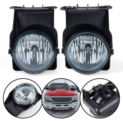 G-PLUS Pickup Bumper Fog Lights Lamps Left and Right Compatible with 2003 2004 2005 2006 GMC Sierra 1500 GM2592154, GM2593154, GM2593128 Smoky Lens