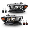 G-PLUS Headlights Compatible with 2016-2022 Toyota Tacoma,Headlamps w/o LED DRL Clear Lens Black Housing Amber Reflector, Left Driver & Right Passenger TO2502243, TO2503243 faros delanteros