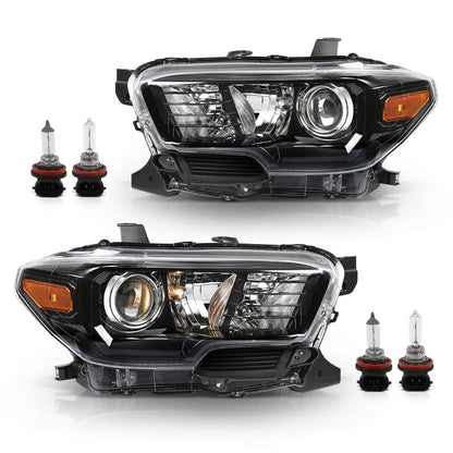 G-PLUS Headlights Compatible with 2016-2022 Toyota Tacoma,Headlamps w/o LED DRL Clear Lens Black Housing Amber Reflector, Left Driver & Right Passenger TO2502243, TO2503243 faros delanteros