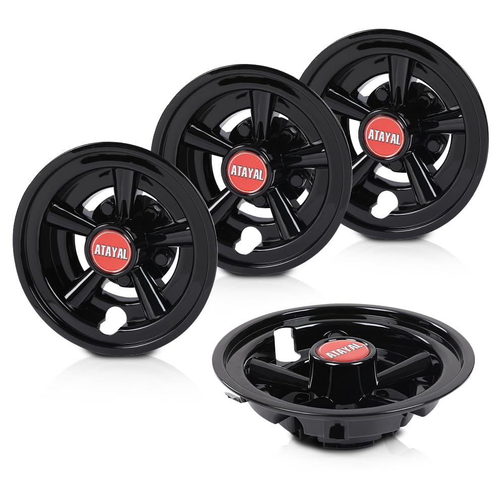 G-PLUS Golf Cart Wheel Covers Hub Caps 8" Black Compatible with EZGO, Club Car & Yamaha