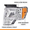 G-PLUS Headlights Assembly Compatible with Ford F150 2009-2014 Pair Left & Right Headlamps Assembly, Clear Lens Chrome Housing Amber Reflector, faros delanteros, DL3Z13008A DL3Z13008B