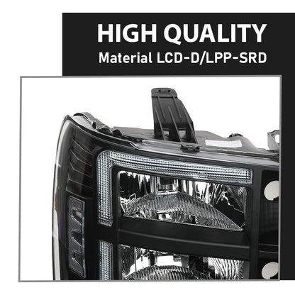 G-PLUS LED Headlights Assembly Front Headlamps Left+Right Fit GMC Sierra 1500 2007-2013, Fit GMC Sierra 2500HD 3500HD 2007-2014 Clear Lens Black Housing Clear Reflector 22853029,faros delanteros
