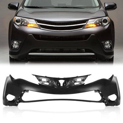 G-PLUS Front Upper Bumper Cover Primered Compatible with Toyota RAV4 2013 2014 2015, TO1014101, 521190R911, Black
